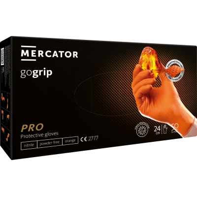 MERCATOR Gogrip Orange - oranži, izturīgi nitrila cimdi ar 3D tekstūru