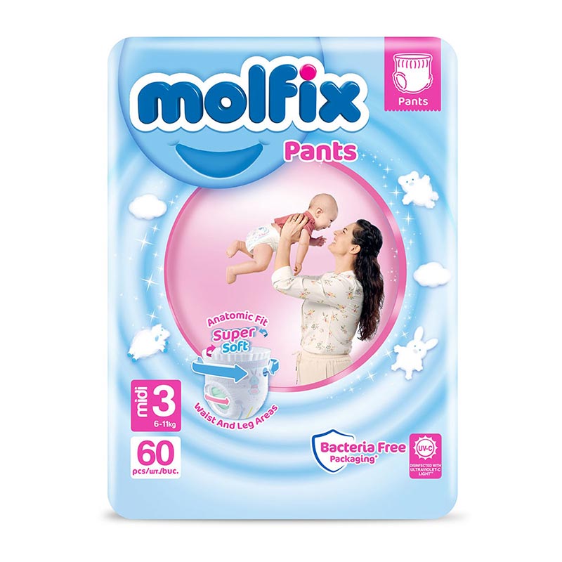 Molfix autiņbiksītes Midi (4-9 kg) 60 gab.