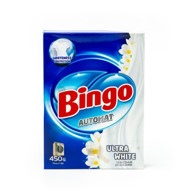 Bingo veļas pulveris baltiem un krāsainiem apģērbiem
