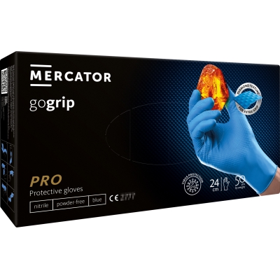MERCATOR Gogrip Blue - zili, izturīgi nitrila cimdi ar 3D tekstūru