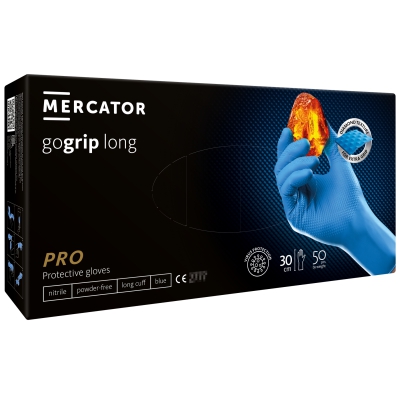 MERCATOR Gogrip Long – gari, izturīgi nitrila cimdi ar 3D tekstūru