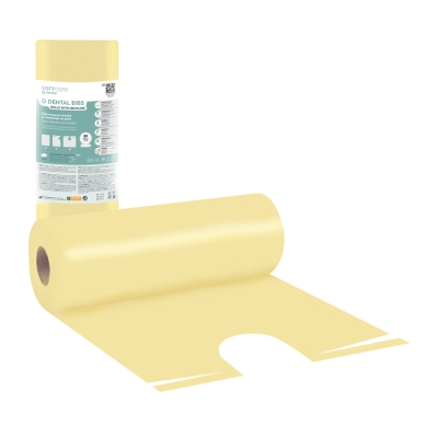 Zobārstniecības priekšautiņi rullī ar kakla izgriezumu 53 x 60 cm dzeltens (80 gab.)