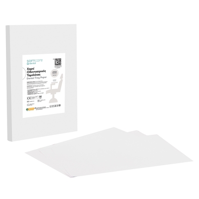 Soft Care papīrs zobārstniecības paplātēm (18 x 28 cm, balts, 250 gab.)