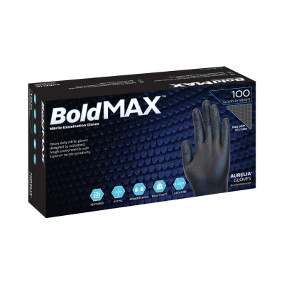 Aurelia Bold Max nitrila cimdi – melni (100 gab.)