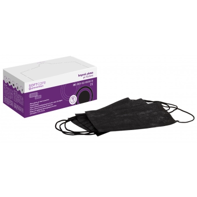 Soft Care sejas maska ​​ar ausu cilpiņām, melna (50 gab.)